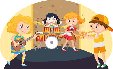 Children practice music band 7631107 Vector Art at Vecteezy