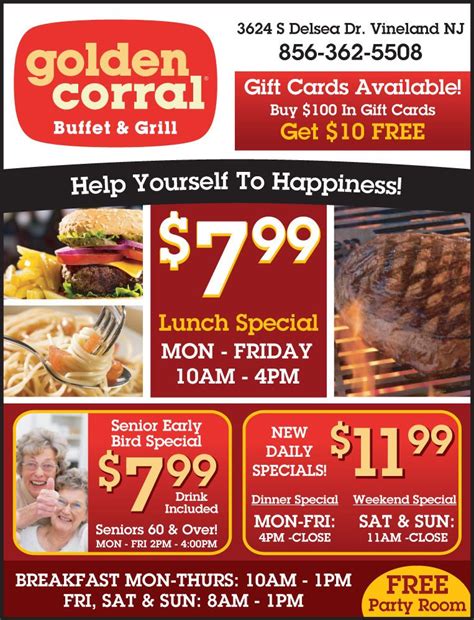 Golden Corral | Special dinner, Golden corral, Lunch specials