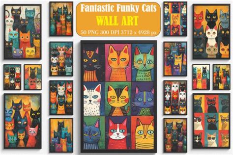 Fantastic Funky Cats Wall Art Graphic by Ricco Art · Creative Fabrica