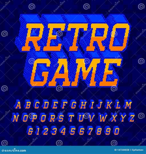 Retro Game Alphabet Font. Digital 3d Pixel Letters And Numbers. Stock Vector - Illustration of ...