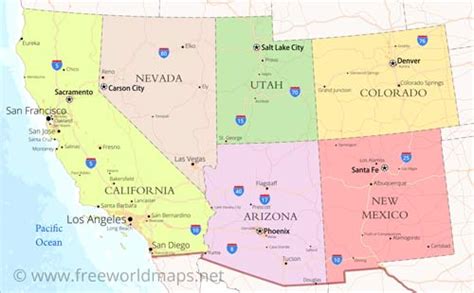 Southwestern US Physical Map