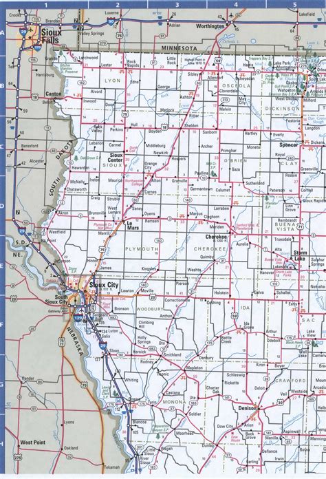 Map of Iowa Western,Free highway road map IA with cities towns counties