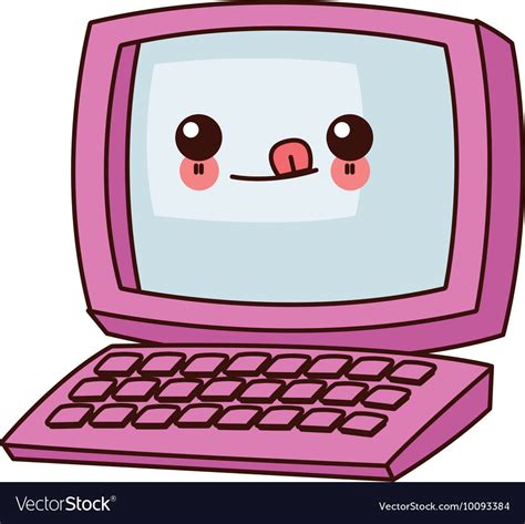 Kawaii computer icon Royalty Free Vector Image