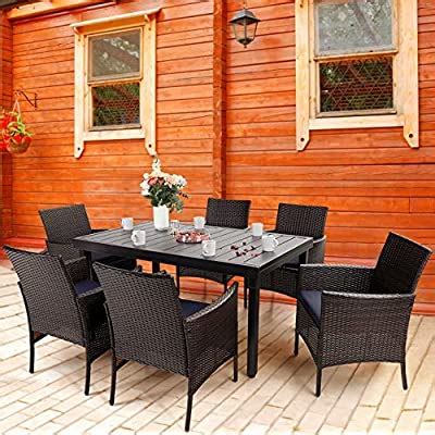 Buy PHI VILLA 7 Piece Outdoor Dining Table Sets, Expandable Rectangular Metal Dining Table & 6 ...