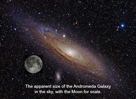 the apparent size of the andromeda galaxy in the sky, with the moon for ...