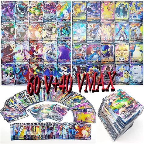 Buy 100 Pcs Pokemon V and Vmax Cards Pack Includes 40 Higher Level HP Rare Cards (VMAX)-The ...