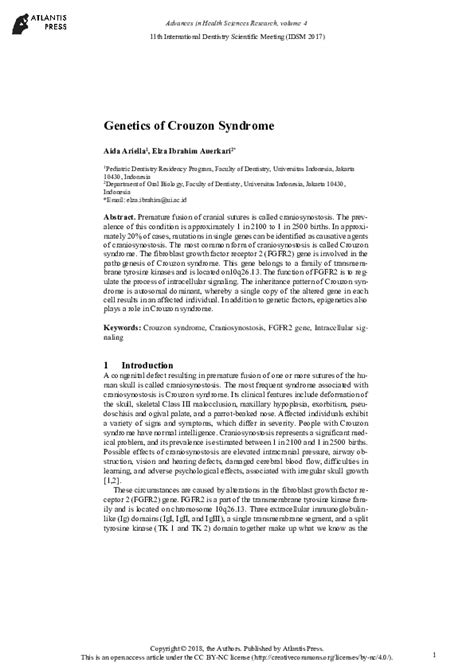 (PDF) Genetic Insights into Crouzon Syndrome and Its Causes