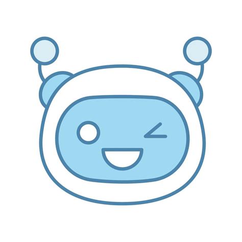 guiñando un ojo robot emoji icono de color. Smiley chatbot feliz y divertido. emoticon de bot de ...