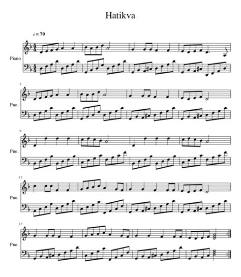 Hatikva - Easy Sheet Music in PDF - La Touche Musicale