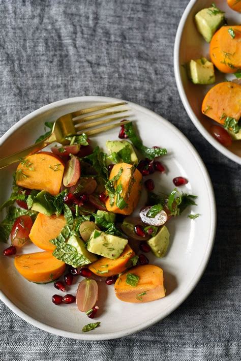 Persimmon Salad with Grapes, Avocado, and Walnuts - Turntable Kitchen