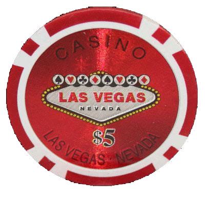 25 Red Las Vegas Casino Poker Chips | $5 Chip Value | CPLV-$5*25 | Poker Chip Mania