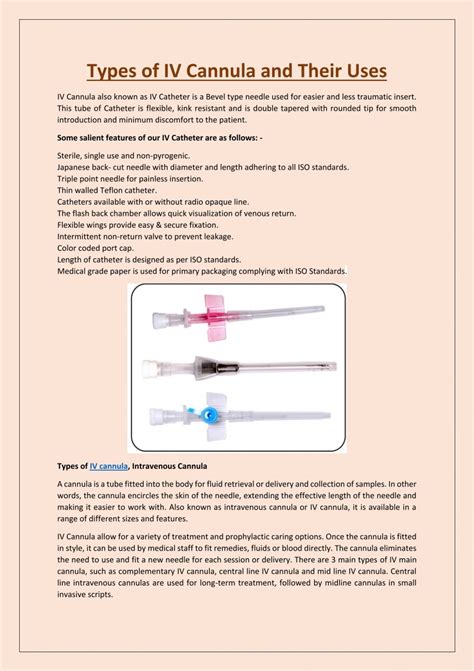 Types of IV Cannula and Their Uses