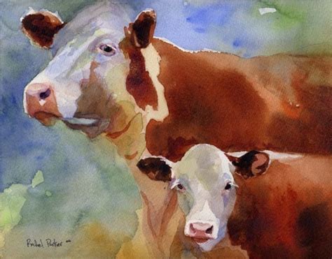 Hereford Cow Art Print of My Watercolor Painting Farm - Etsy