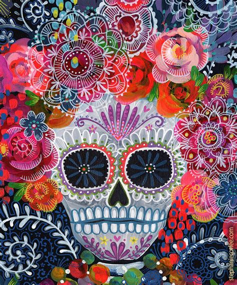 Day of the Dead Sugar Skull PRINT - Skull Print - Dia de los Muertos - Floral SKull - Cultural ...