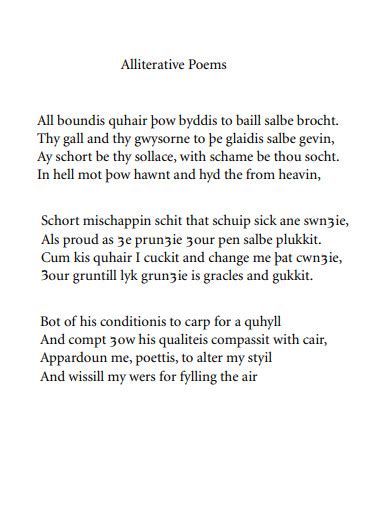 Poem of Alliteration - 30+ Examples, Format, How to Craft, PDF