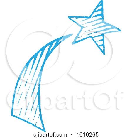 Clipart of a Sketched Blue Shooting Star - Royalty Free Vector ...