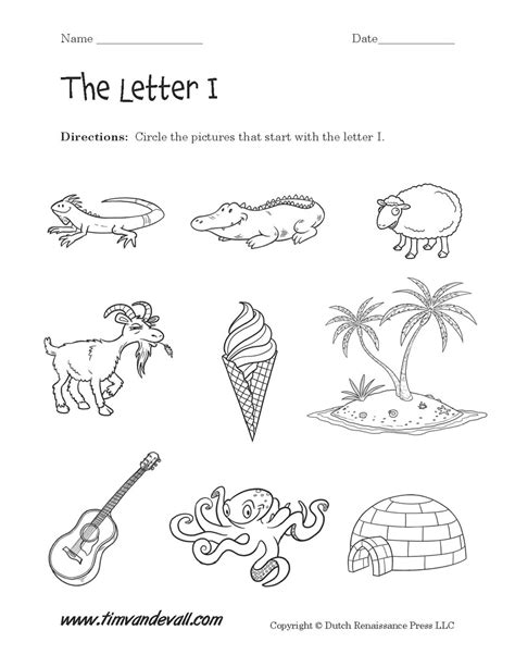 Letter I Worksheet 2 - Tim's Printables