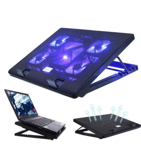 S500 Laptop Cooling Pad 12 -17 Cooler Pad Chill Mat 5 Quiet Fans LED ...