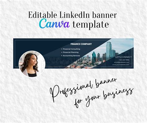 LinkedIn banner professional Canva template, Dark blue Dallas town image, Editable LinkedIn ...