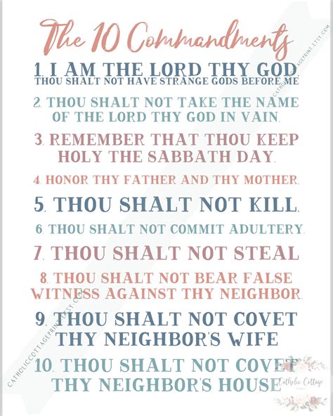 10 Commandments Printable Catholic Homeschool or Teacher - Etsy