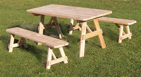 5' Cedar Table w/ 2 benches - Dutch Country General Store