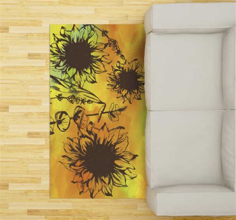 Fabulous colorful flower vinyl living room rug - TenStickers