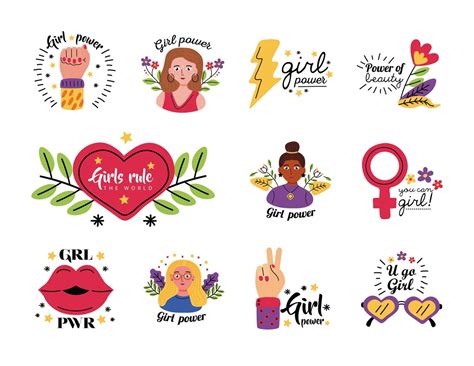 Girl power symbol set vector design 2474930 Vector Art at Vecteezy