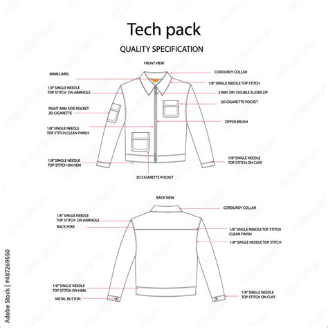 jacket tech pack, denim jacket tech pack, jacket spec, fashion tech ...