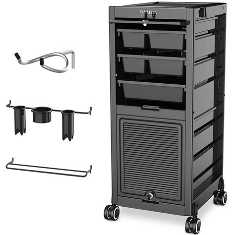 (Used) TASALON Lockable Salon Trolley Cart - Beauty Salon Cart with 6 Drawers and Tool Holders ...