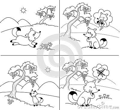 The Fox And The Grapes Fable Vector | CartoonDealer.com #67522008