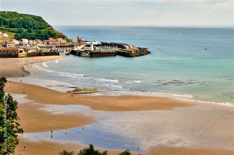 Scarborough beach and harbour Stock Photo | Adobe Stock