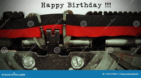 Text Happy Birthday with Vintage Effect Stock Photo - Image of word, typewriter: 118157998