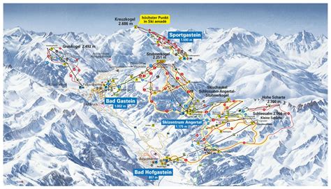 BERGFEX: Piste map Bad Hofgastein / Ski amade - Panoramic map Bad Hofgastein / Ski amade - Map ...