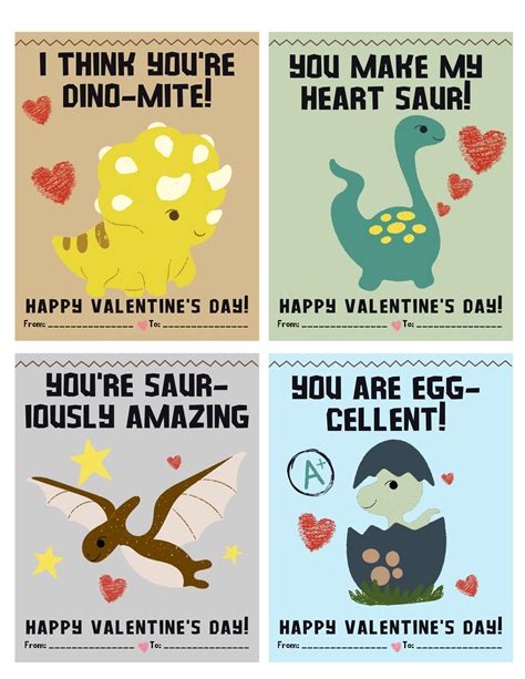 Dinosaur Valentine Puns Free Printable Cards - vrogue.co