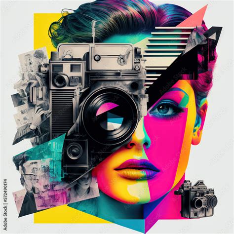 Creative woman concept. 80s style art collage. Generative AI ilustración de Stock | Adobe Stock