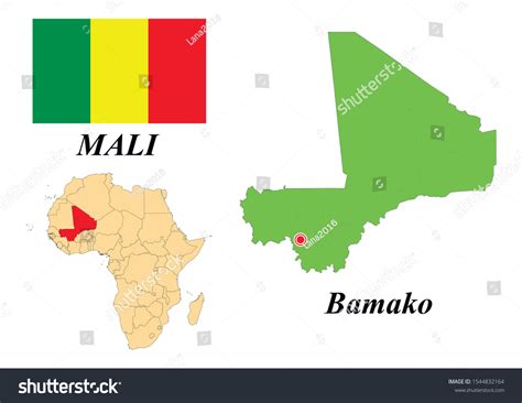 Republic Mali Capital Bamako Contour Map Stock Vector (Royalty Free ...