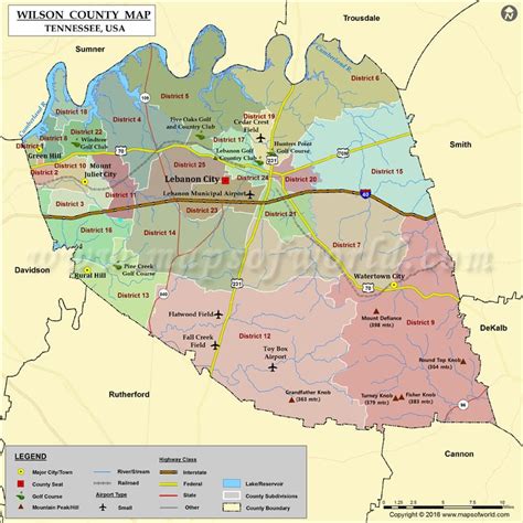 Wilson County TN Map | Map of Wilson County Tennessee