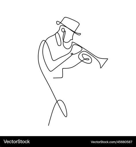 Continuous line drawing of jazz music Royalty Free Vector