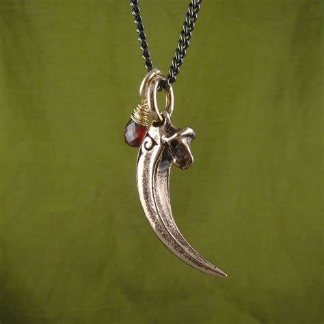 Raven Talon & Garnet Necklace Bronze Raven Talon With - Etsy