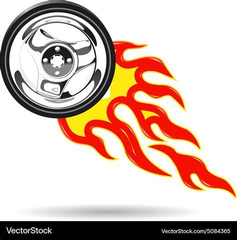 Wheel on Fire Royalty Free Vector Image - VectorStock