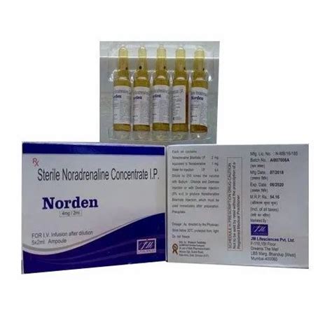 Liquid Sterile Noradrenaline Concentrate IP Infusion, 2 Ampoule at Rs 58/piece in Mumbai