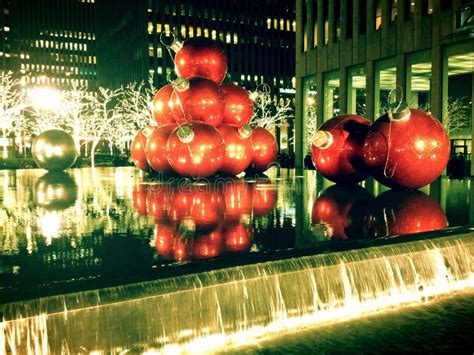 Christmas Decorations in New York City Stock Photo - Image of facade ...