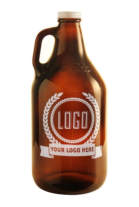 Set of 72 Customizable Kegco Beer Growlers 64 oz Amber Glass 2 Liter Bulk Discount ...