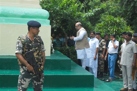 BJP National President Shri Amit Shah giving floral tribute to Shyama Prasad Mukherjee Statue at ...