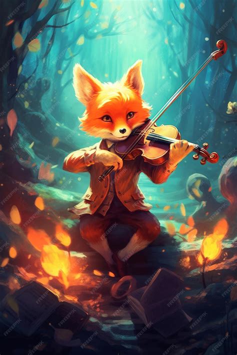 Premium AI Image | A fox playing violin