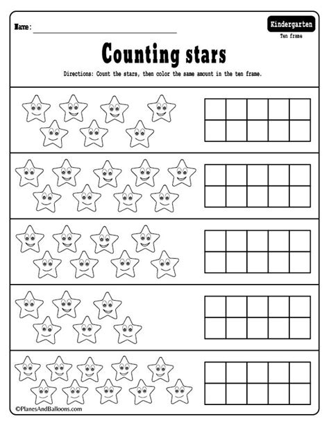 Free Ten Frame Worksheets for Kindergarten