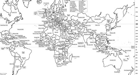 Free Printable Black And White World Map With Countries Labeled - Printable Maps