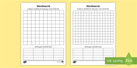 Word Search Template | Blank Puzzle Templates for Kids