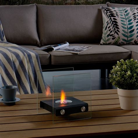 Danya B. Square Tabletop Smokeless Fireplace With Clear Glass Panels F | Tabletop fireplaces ...