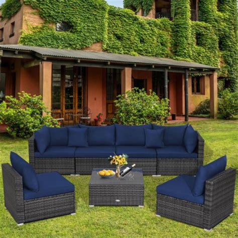 7PCS Patio Rattan Sectional Sofa Set Outdoor Furniture Set w/ Cushions ...